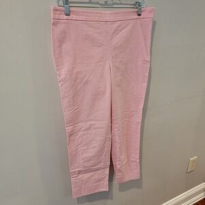 Talbots Chatham Crop Ankle Dress Pants Womens 4 Pink Stretch Flat Front Side Zip